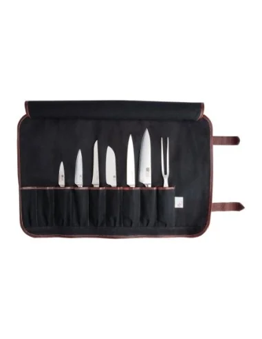 Trousse à couteaux en toile Boldric noire 9 emplacements