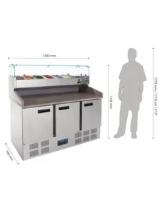 Comptoir de préparation pizza et salade réfrigéré 3 portes 368L 2