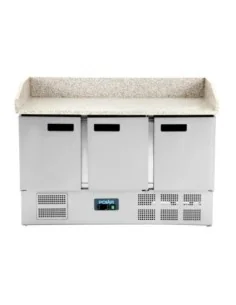 Comptoir de préparation à pizza réfrigéré 3 portes Polar Série G 368L 2