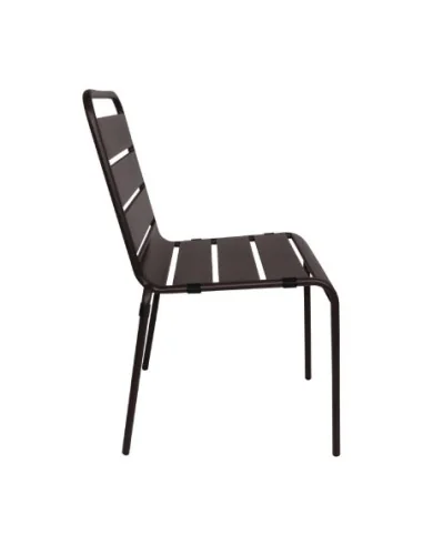 Chaise à lattes en acier Bolero noire lot de 4