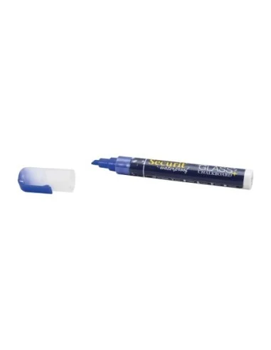 Marqueur craie waterproof Securit (verre+ ardoise) pointe 2-6mm bleu