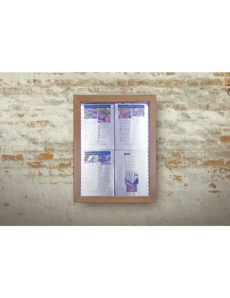 Porte-menu mural à LED blanches en teck Securit 4xA4 