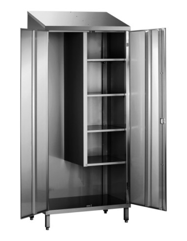 ARMOIRE BALAIS INOX 2 PORTES DOUBLE TOIT PENTE...