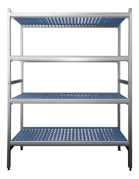 RAYONNAGE ALUMINIUM ECO 5 NIVEAUX. CLAYETTES POLYPROPYLENE 2 X ECHELLE SIMPLE 5 NIVEAUX PROF-565 MM * 18517C 1 X ECHELLE DOUBLE