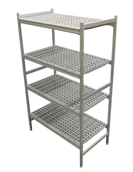 RAYONNAGE D'ANGLE ALU 596X577 H.1700 4 NIV. POLY  L (en mm) : 568 - P (en mm) : 577 H (en mm) : 1 700