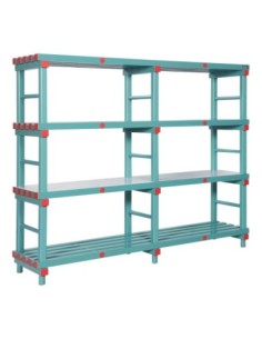 RAYONNAGE PLASTIQUE CHARGE LOURDE. 4 NIVEAUX PROFONDEUR...