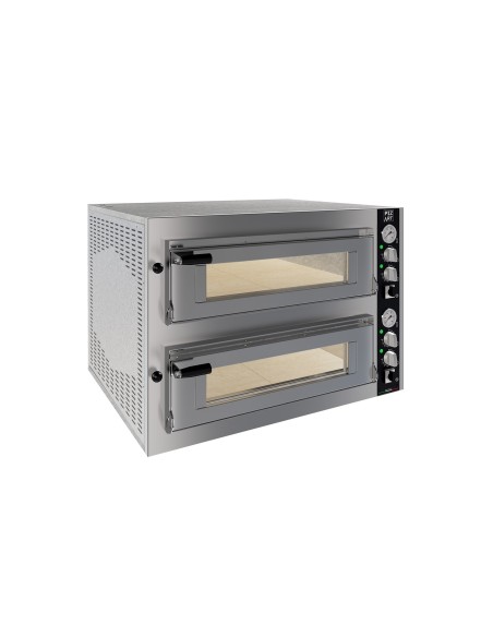 FOUR A PIZZAS ELECTRIQUE 4+4 PIZZAS. D350 MM COMMANDES ANALOGIQUES. 2 CHAMBRES 700X700X150 MM Four livré sans câble ni prise Ten