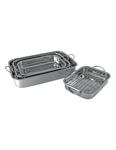 SET DE 4 PLATS A LASAGNE INOX AVEC GRILLES