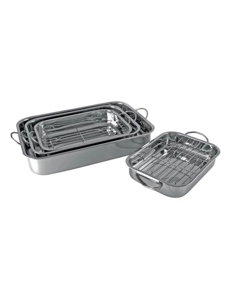 SET DE 4 PLATS A LASAGNE INOX AVEC GRILLES