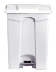 POUBELLE BLANCHE POLYPROPYLENE 90L ROULANTE. COUVERCLE...