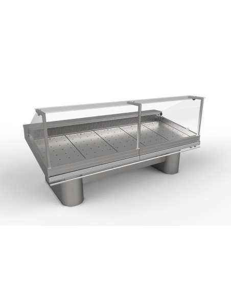 ETAL REFRIGERE DROIT SUR GROUPE. FROID DE  CONTACT. VITRES BASCULANTES. PIEDS OBLONGS Tension : 230V Mono - Puissance (en kW) :