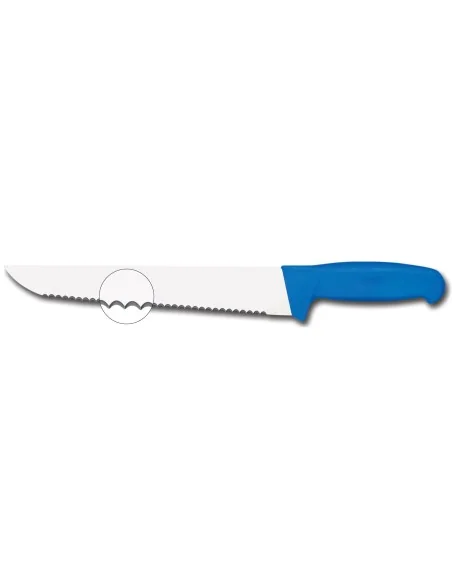 COUTEAU A POISSON CRANTE L-300 MM MANCHE BLEU SURMOULE