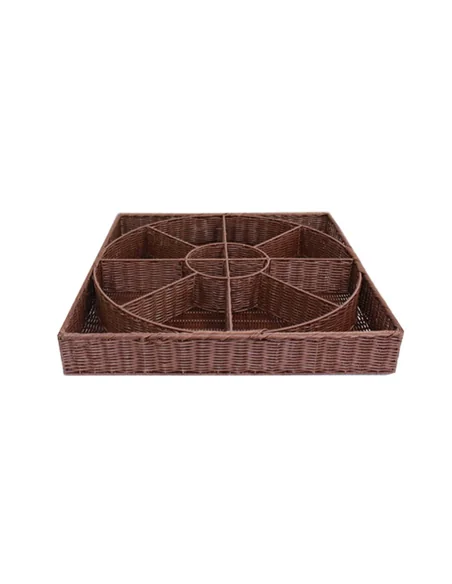 ROUE POLYPROPYLENE 16 CASES IMITATION OSIER CHOCOLAT. 800X800X120 MM