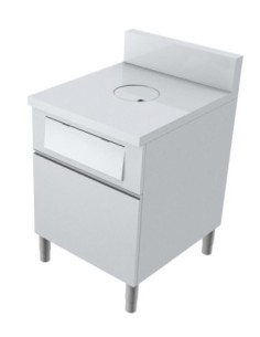 MEUBLE POUBELLE INOX 304. TIROIR COULISSANT+VOLET...