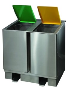 POUBELLE DE TRI SELECTIF INOX 304 A OUVERTURE FRONTALE. 2...