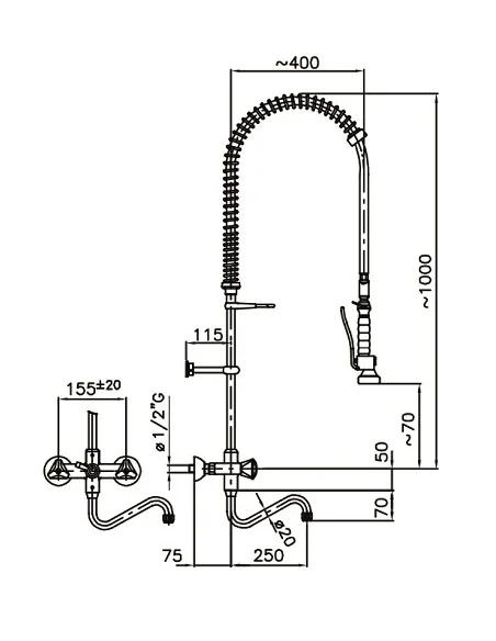 PRÉ DOUCHE DE RINÇAGE MURALE