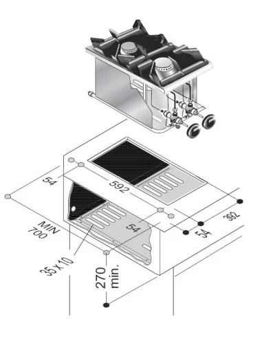 CUISINIÈRE À GAZ 2 BR. 9KW