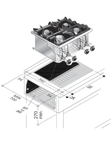 CUISINIÈRE À GAZ 4 BR. 14KW