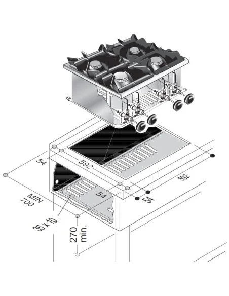 CUISINIÈRE À GAZ 4 BR. 14KW