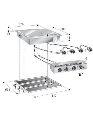 PLAQUES GRILL ÉL. LISSE 400V