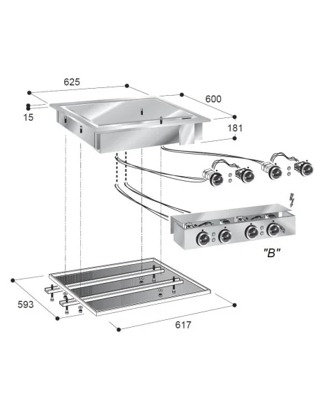PLAQUES GRILL ÉL. LISSE 400V