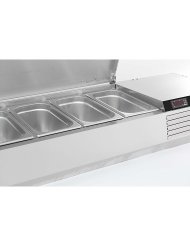 PUITS RÉFRIGÉRÉE COUVERCLE EN ACIER INOX 1/4 GN...