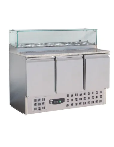 TABLE PRÉP POUR PIZZA AVEC VERRE 3 PORTES