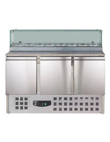 TABLE PRÉP POUR PIZZA AVEC VERRE 3 PORTES