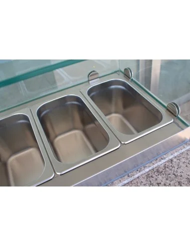 TABLE PRÉP POUR PIZZA AVEC VERRE 3 PORTES