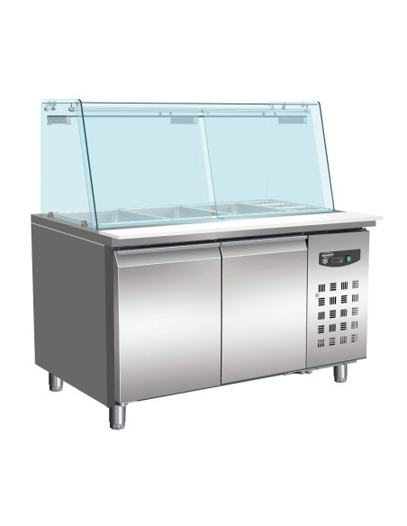 700 TABLE RÉFRIGÉRÉE AVEC VERRE 2 PORTES3X 1/1 + 3X 1/6 GN RÉCIPIENT