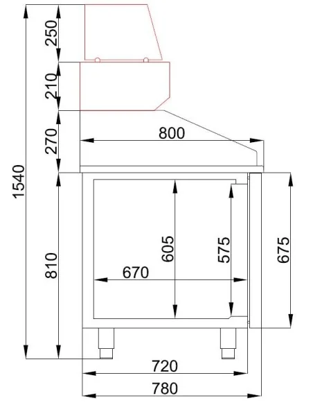 TABLE PRÉP POUR PIZZA 2 PORTES ET 5 TIROIRS