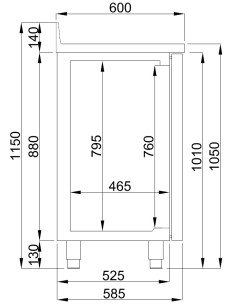 600 TABLE RÉFRIGÉRÉE 3 PORTESAVEC TIROIR POUR CAFÉ 2