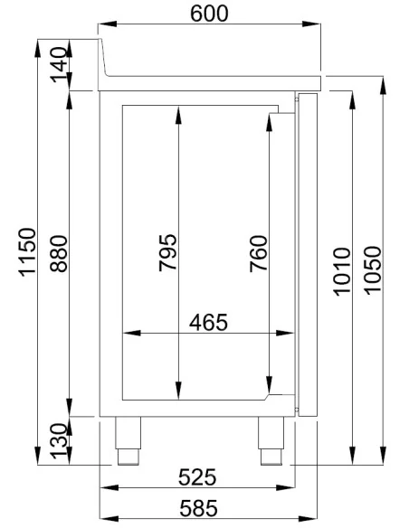 600 TABLE RÉFRIGÉRÉE 3 PORTESAVEC TIROIR POUR CAFÉ