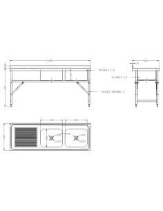 600 BLOC-ÉVIER ÉTAGÈRE PLIANTE 1800 2R 2