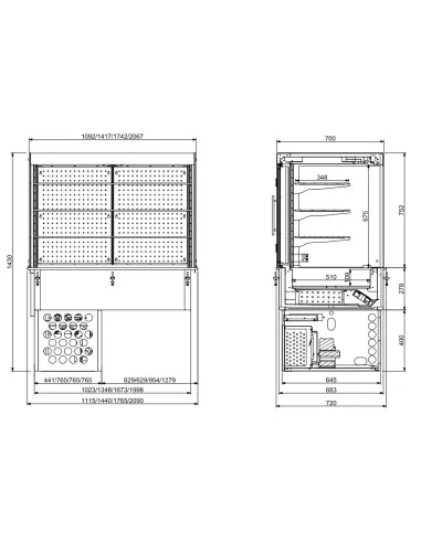 DROP-IN VITRINE CUBIQUE RÉFRIGÉRÉE - FERMÉ 3/1