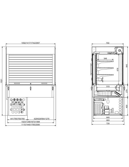 DROP-IN VITRINE CUBIQUE RÉFRIGÉRÉE - LAMES 4/1