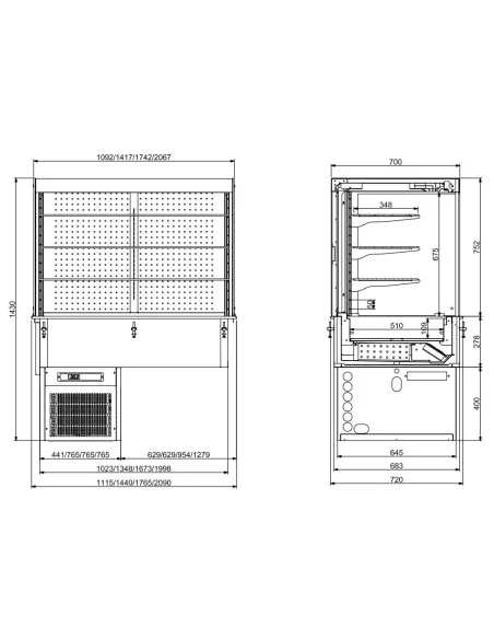 DROP-IN VITRINE CUBIQUE RÉFRIGÉRÉE MODELE MURAL - ROLL-UP 4/1