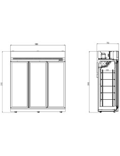 CONGÉLATEUR 3 PORTES EN VERRE NOIR INS-1530F BL 2