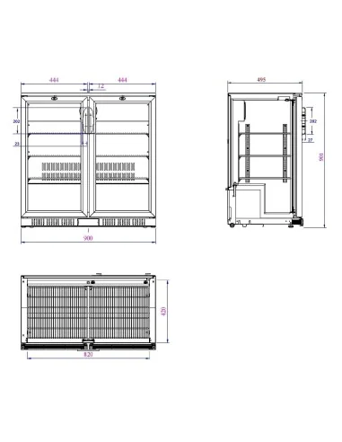 ARRIÈRE BAR RÉFRIGÉRÉE NOIR 2 PORTES