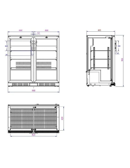 ARRIÈRE BAR RÉFRIGÉRÉE NOIR 2 PORTES