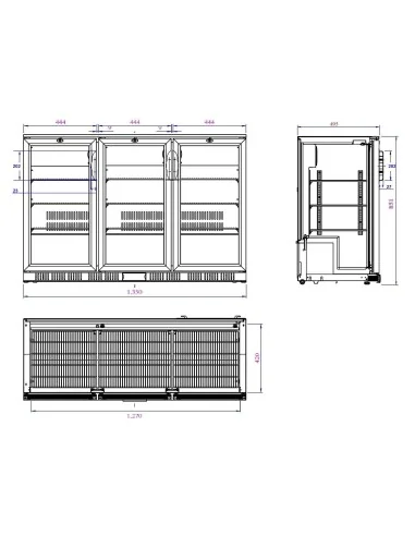 ARRIÈRE BAR RÉFRIGÉRÉE NOIR 3 PORTES
