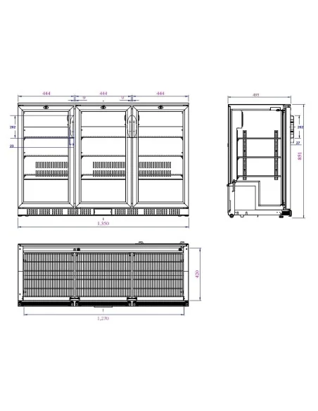 ARRIÈRE BAR RÉFRIGÉRÉE NOIR 3 PORTES