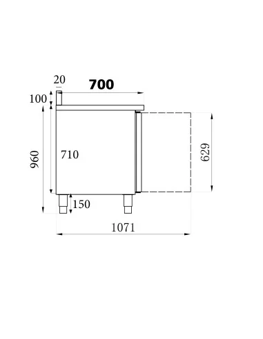 TABLE RÉFRIGÉRÉE BORD RELEVÉ 2 PORTES