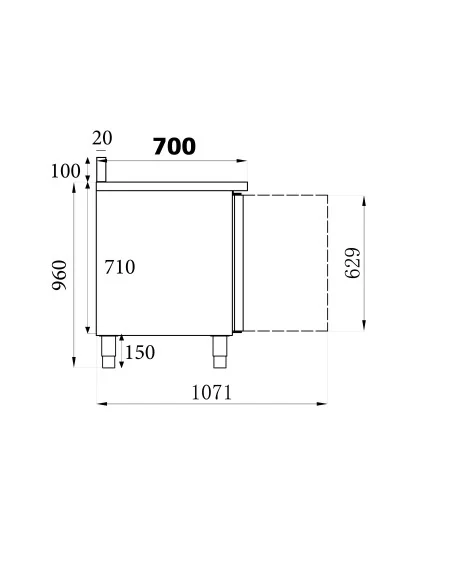 TABLE RÉFRIGÉRÉE BORD RELEVÉ 2 PORTES