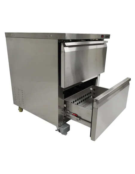 RÉFRIGÉRATEUR/CONGÉLATEUR EN ACIER INOX COMMUTABLE 2 TIROIR