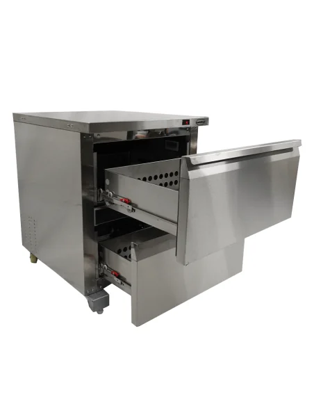 RÉFRIGÉRATEUR/CONGÉLATEUR EN ACIER INOX COMMUTABLE 2 TIROIR