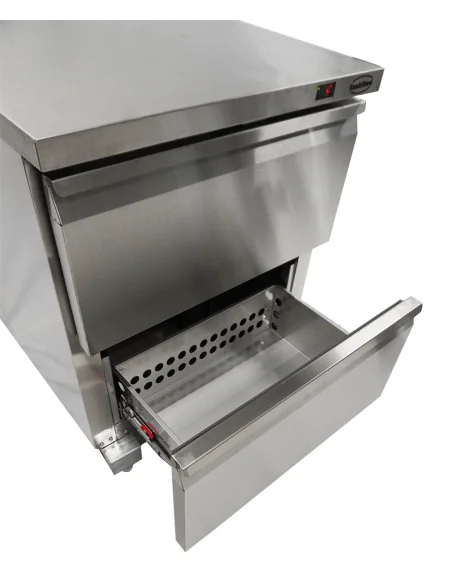 RÉFRIGÉRATEUR/CONGÉLATEUR EN ACIER INOX COMMUTABLE 2 TIROIR