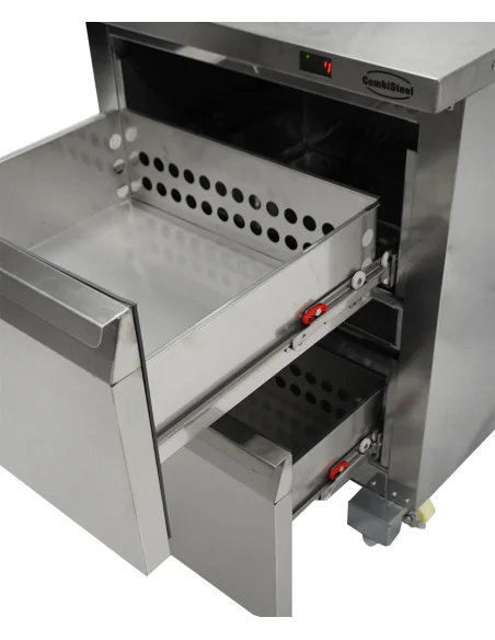 RÉFRIGÉRATEUR/CONGÉLATEUR EN ACIER INOX COMMUTABLE 2 TIROIR