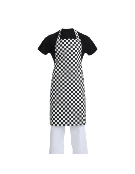 Tablier bavette Whites carreaux noirs et blancs - 71x97 cm