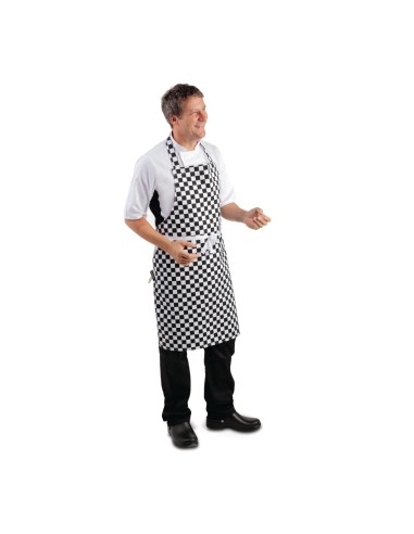 Tablier bavette Whites carreaux noirs et blancs - 71x97 cm